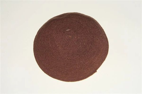 Kippah Knit Ex-Fine Brown Size: 7" Diameter