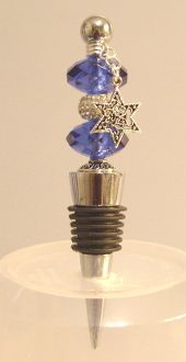 Sapphire and Sparkle Bead Wine Bottle Stopper