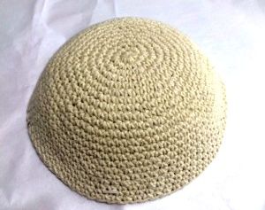 Kippah Crochet Beige - Size: 6" Diam