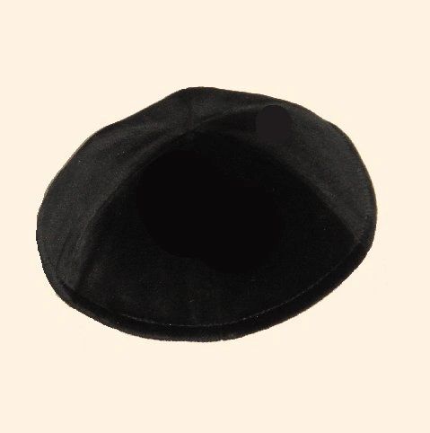 Kippah Velvet Black Plain - assorted sizes - 4 panels