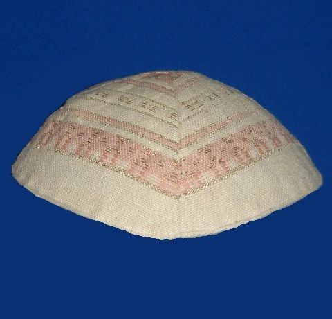 Kippah Hand Woven Silk Or Cotton Pink/Silver Or Pink/Gold By Gabrieli, Made In Israel