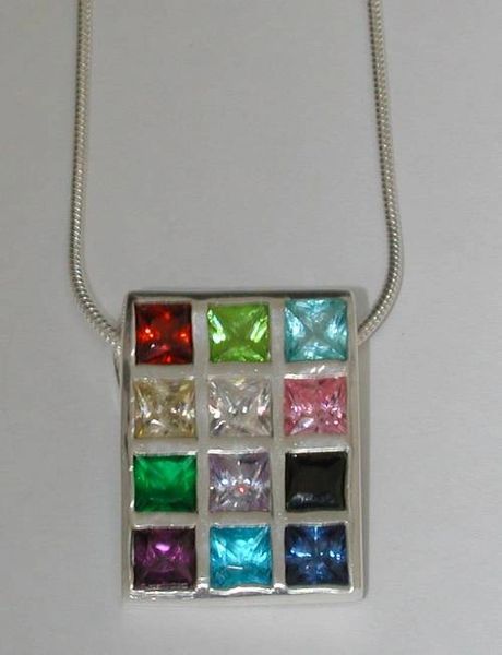 Choshen Necklace Large Silver with Colored stones - SS