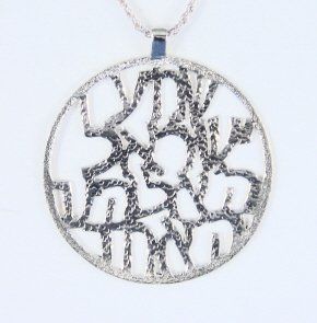 Necklace "Shema Israel" 1.75" Diameter w/ Chain Rope 18" Long - SS