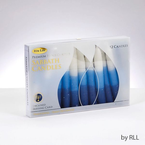 Premium Blue/White Tricolor Shabbat Candles