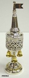 Spice Box Silver Plated With Gold Plated With Working Bells, Filligree, 8.75 Inches Tall Made In Israel