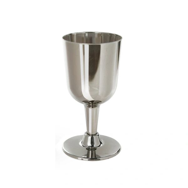 Silver Like 6oz. Wine Disposable Cup On Stand 6ct.- Superior Heavy Weight