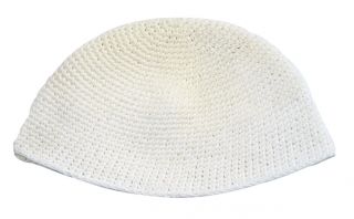 Kippah Frick Knit Large White