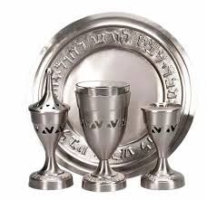 Havdalah Set Pewter 4 pieces with Glass Insert