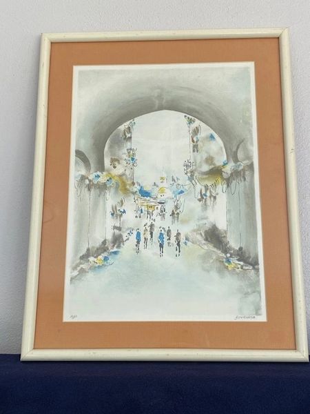Lithograph "Jerusalem Arches" Framed - Signed by the artist Benavram - AP (Artist Proof)