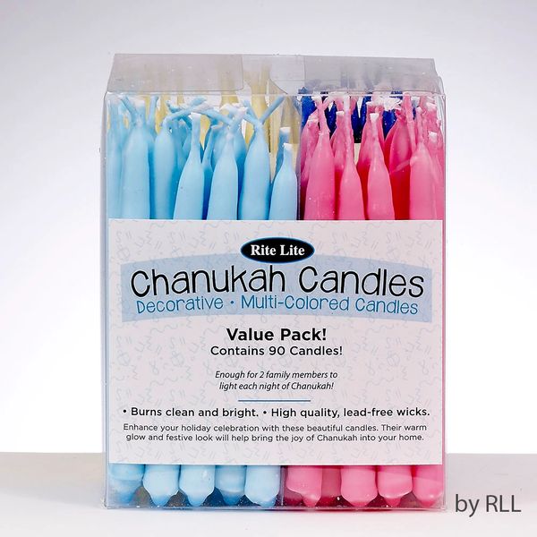 Value Pack of Decorative Multicolored Chanukah Candles