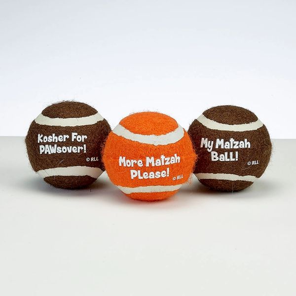 "Chewdaica"™ Set of 3 Passover Dog Tennis Balls