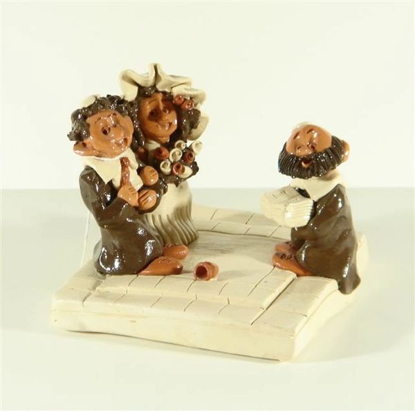 Ceramic Wedding Ceremony Figurine 4 Inches H X 4.5 Inches X 4.5 Inches Base, Made In Israel