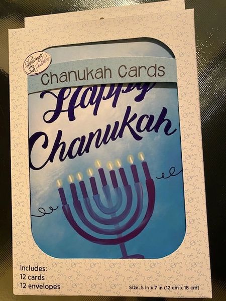 Chanukah Cards, 4 Designs of 12 Cards & Envelopes, 1 Style/Box