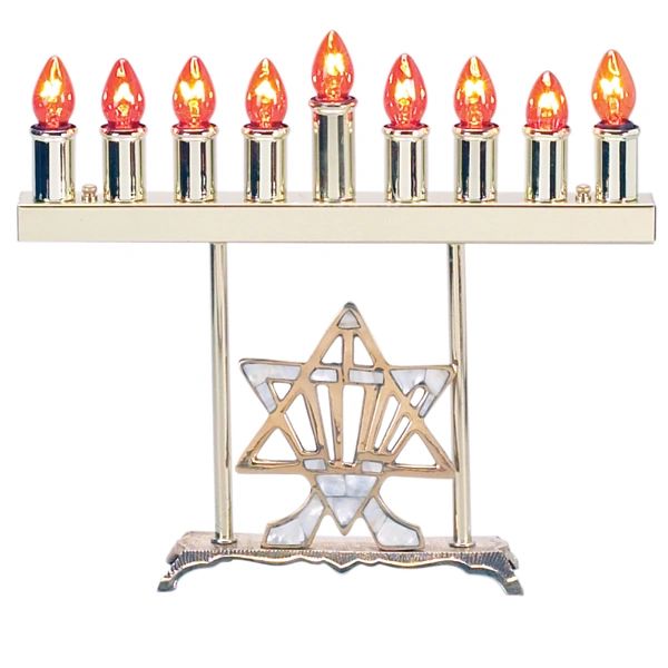 Menorah Electric Brass Star Mother of Pearl