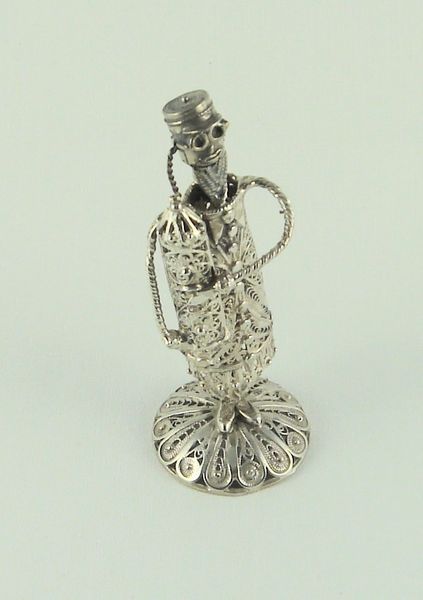 Filigree Rabbi Holding Torah Sterling Silver 3-1/2 Inches Tall, One Of A Kind - Made In Israel