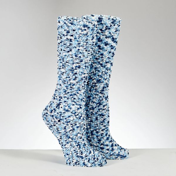 Chanukah Cozy Slipper Socks "Blue Popcorn" - Adult