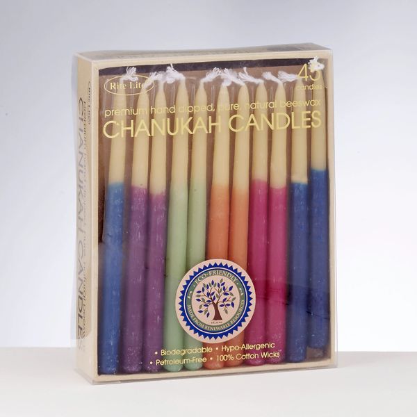 Chanukah Candles - Multi Color Hand-dipped Beeswax