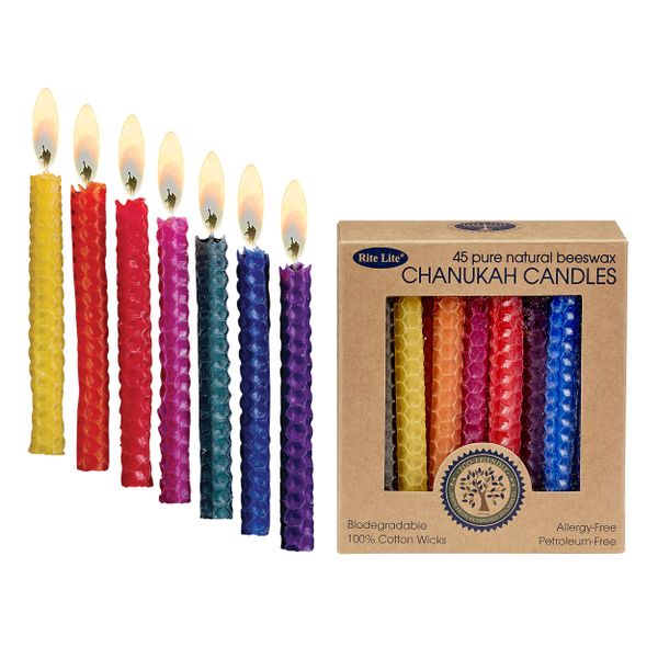 Chanukah Candles - Multi Color Honeycomb Beeswax