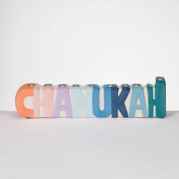 "CHANUKAH" Hand-Painted Ceramic Menorah,Simplicity Color