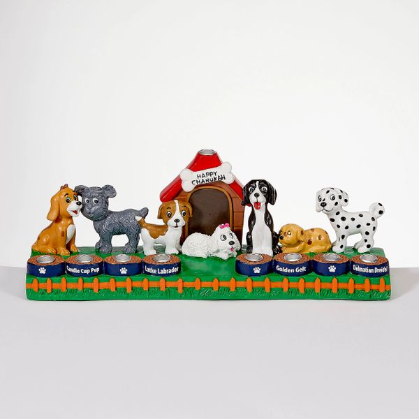 "Dog Lovers" Hand-Painted Resin Menorah