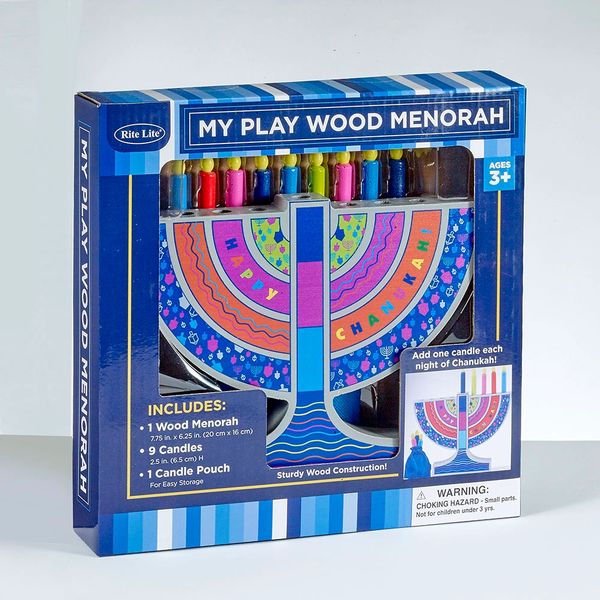 My Play Wood Menorah With Removable Wood Candles Ages 3+