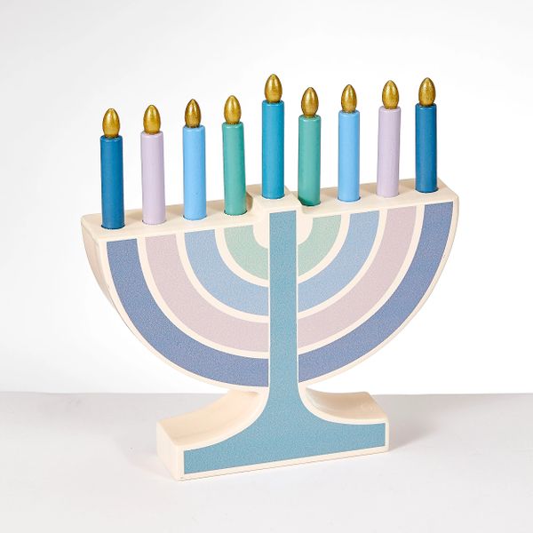 My Mini Wood Menorah & 9 Wood Candles,Simplicity Colors - Ages 3 +