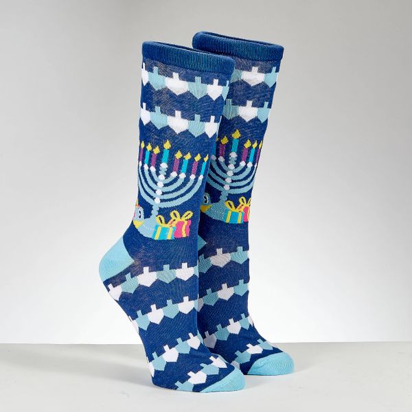 "Ugly Sweater" Chanukah Adult Crew Socks