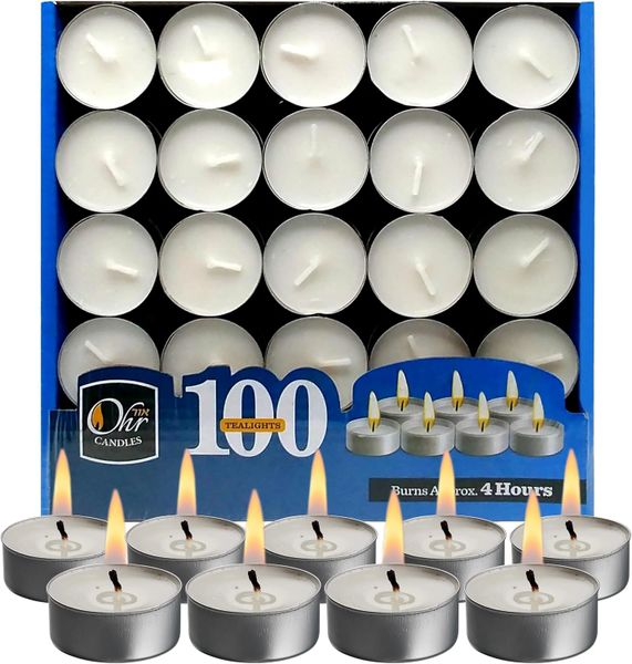 Tealights Ohr Candles- 100/box - Burns Approx: 4 hours