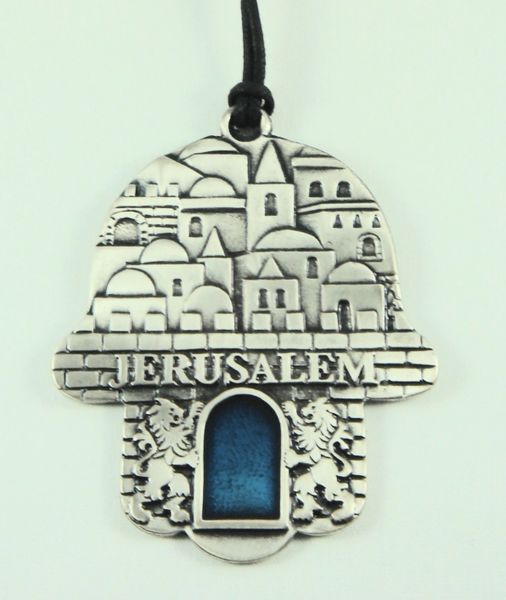 Wall Hanging Chamsah Pewter Jerusalem Design, Made In Israel 3.5 Inches X 2.875 Inches