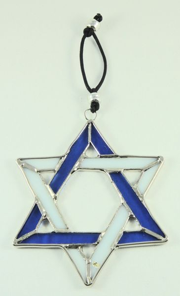 Wall Hanging Star Of David Stained Glass, 4 Inches X 4 Inches