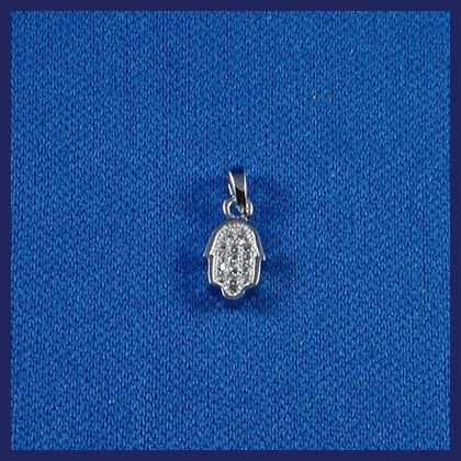 Charm Chamsah Mini Sterling Silver With Zirconia 1/2 Inches - Made In Israel