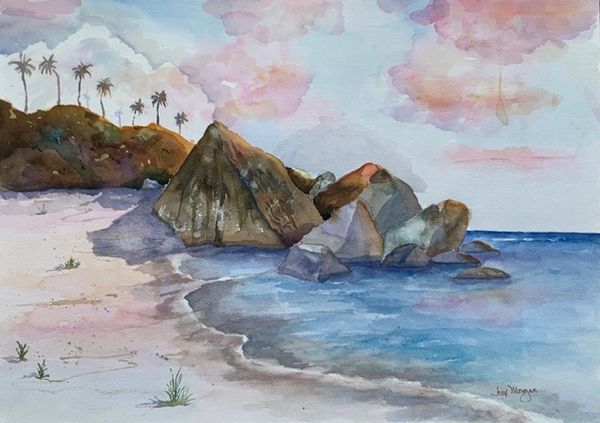 On The Rocks - Original Watercolor Painting by Jinx Morgan