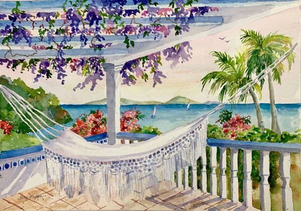 Swing Time in Paradise - Original Watercolor by Jinx Morgan