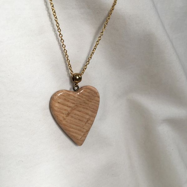 Wood Heart Pendant Necklace Zim Woodworking - Picture 