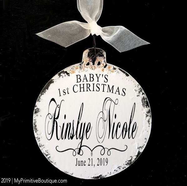 Rustic baby's first christmas hot sale ornament