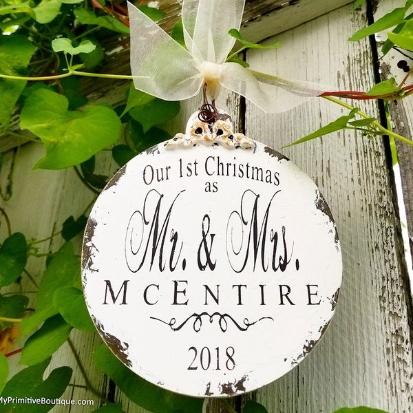 Newlywed Gift,our First Christmas As Mr And Mrs Ornament, Married Wedding  Gift Keepsake, Personalized Ornament