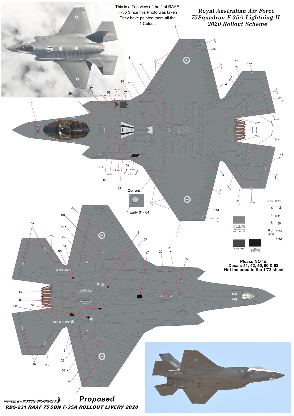1/48 Ronin Decals RAAF 75 Sqn F-35A Lightning II decals 