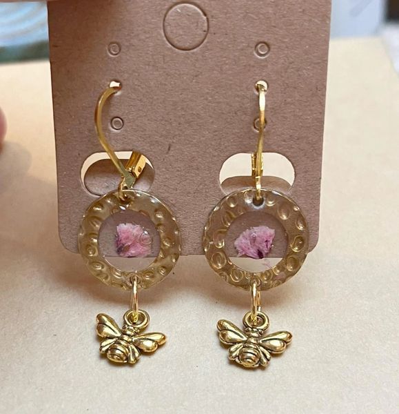 Pink Bumble Bee Earrings