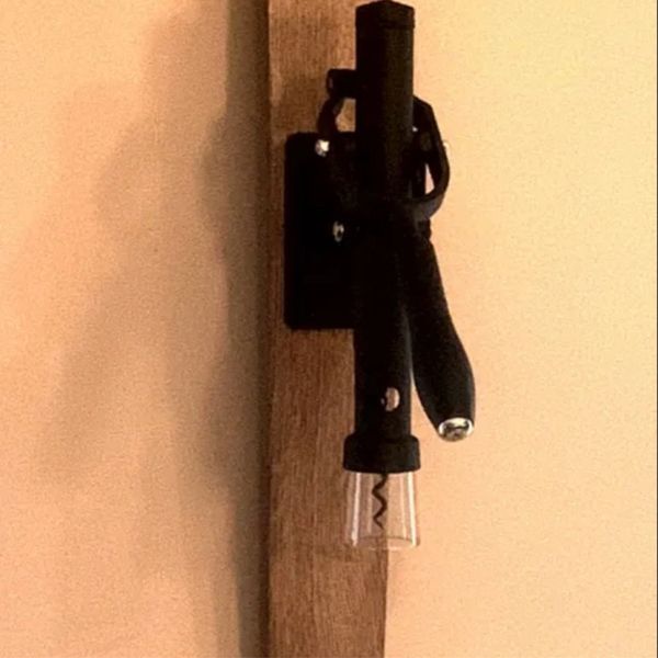 Wall Mount bottle cork opener on Wine Barrel Stave
