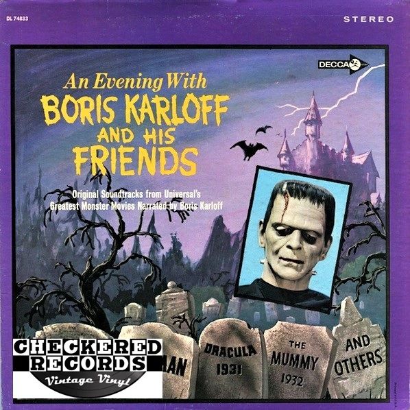 Boris Karloff An Evening With Boris Karloff And His Friends First Year Pressing 1967 US Decca DL 74833 Vintage Vinyl Record Album