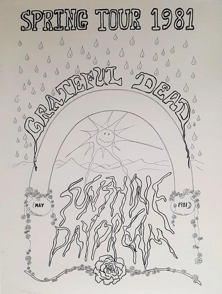 Original Spring Tour 1981 Grateful Dead Sunshine Daydream May 1981 Concert Poster Christina Schreiber Jonathan Hunt