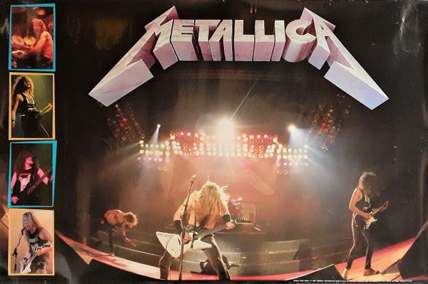 Authentic Original 1987 Ross Halfin Metallica Live Master of Puppets Tour Live Brockum Poster 35 X 23 With Certification