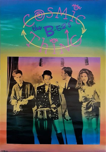Vintage Original 1989 The B-52's Cosmic Thing Poster Nice Man Merchandising NMP84 33 x 23 With Certification