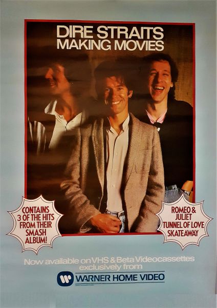 Authentic Original 1981 Dire Straits Making Movies Warner Home Video Movie Poster 27.25" X 19"