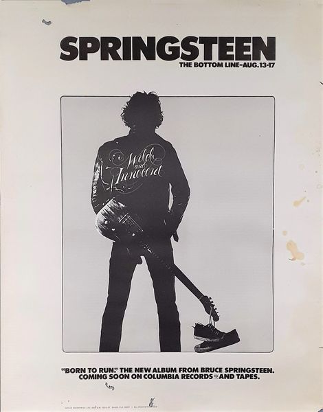 Authentic Original 1st Printing 1975 Bruce Springsteen Springsteen The Bottom Line Aug. 13-17 Born To Run Concert Poster With Certification