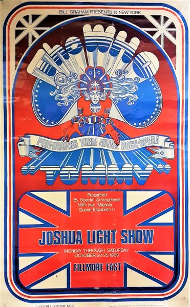 Authentic Original 1969 1st Printing The Who Tommy Joshua Light Show Fillmore East October 20 1969 Concert Poster With Certification