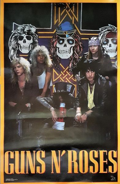 Authentic Original 1988 Guns N Roses Appetite For Destruction #3197 Funky Enterprises Poster 34 1/2" X 22 1/4" With Certification
