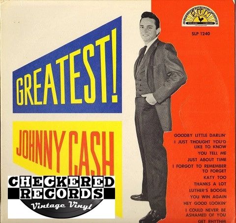 Vintage Johnny Cash ‎Greatest! Label: Sun Records Sun ‎SLP 1240, LP 1240 Vintage Vinyl LP Record Album