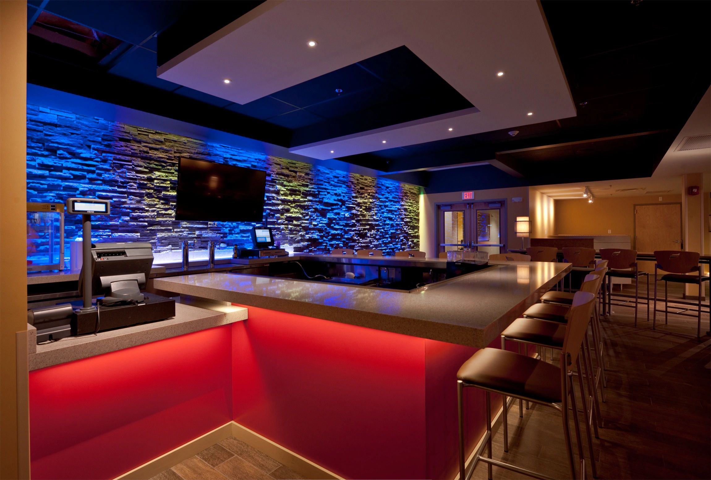 renovation, pub, night club, LED lighting, floating ceiling