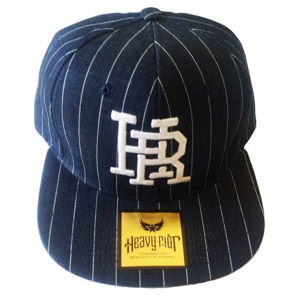 Navy blue striped snapback cap